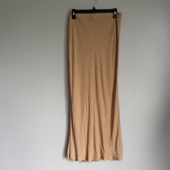 wild fable Dresses & Skirts - Wild Fable Tan Pink Floral Rayon Maxi Skirt XL Boho Bias Cut Long Boho Summer